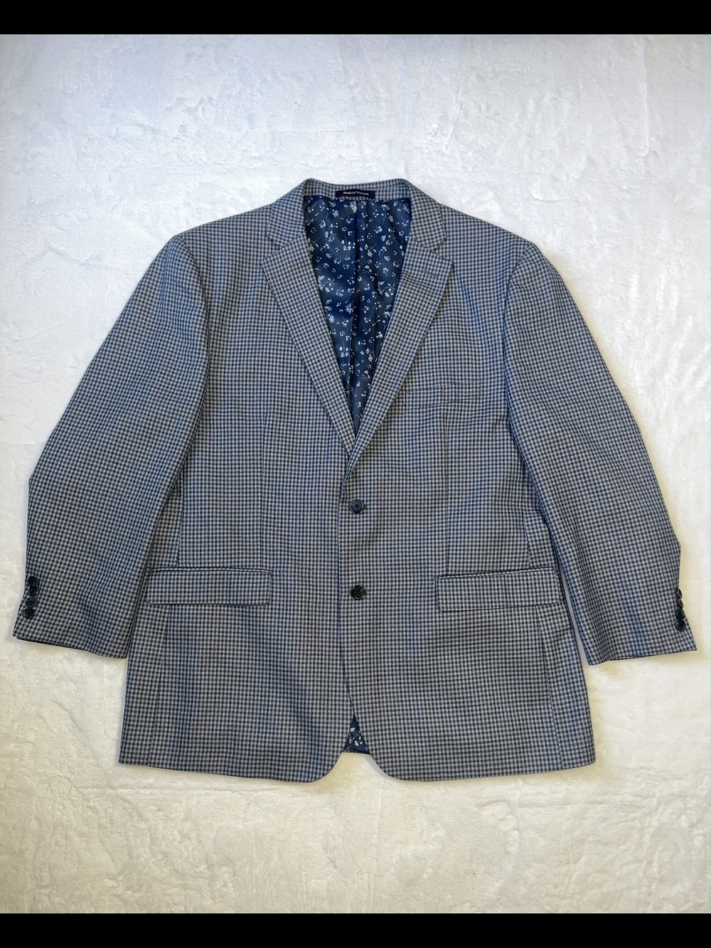 Alan Flusser Navy and White Houndstooth‎ Blazer Sport Coat
